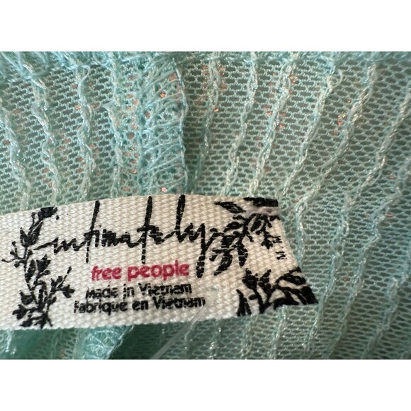 Free People Intimately Free Gold Rush Long Sleeve Sequin Top Aruba Blue NEW M - Picture 10 of 15